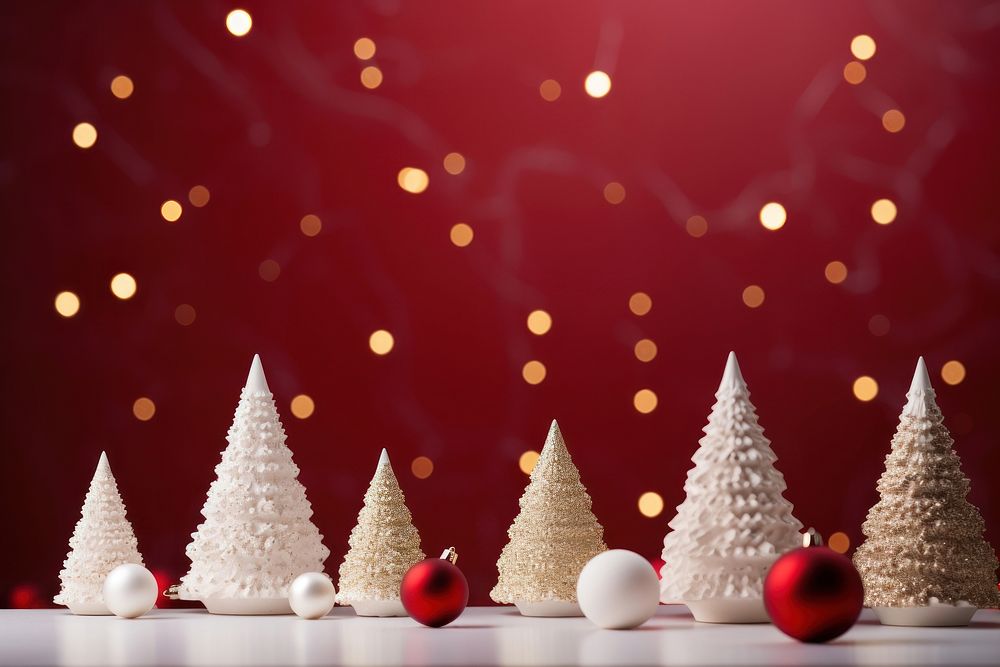 White paper Christmas trees christmas red christmas tree. AI generated Image by rawpixel.