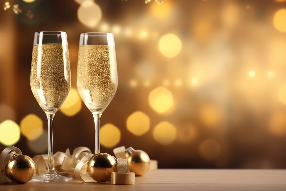 Christmas glass drink gold. AI generated Image by rawpixel.