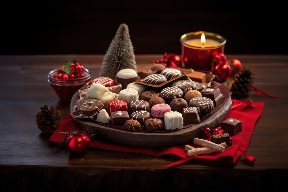 Chocolate christmas table food. AI generated Image by rawpixel.