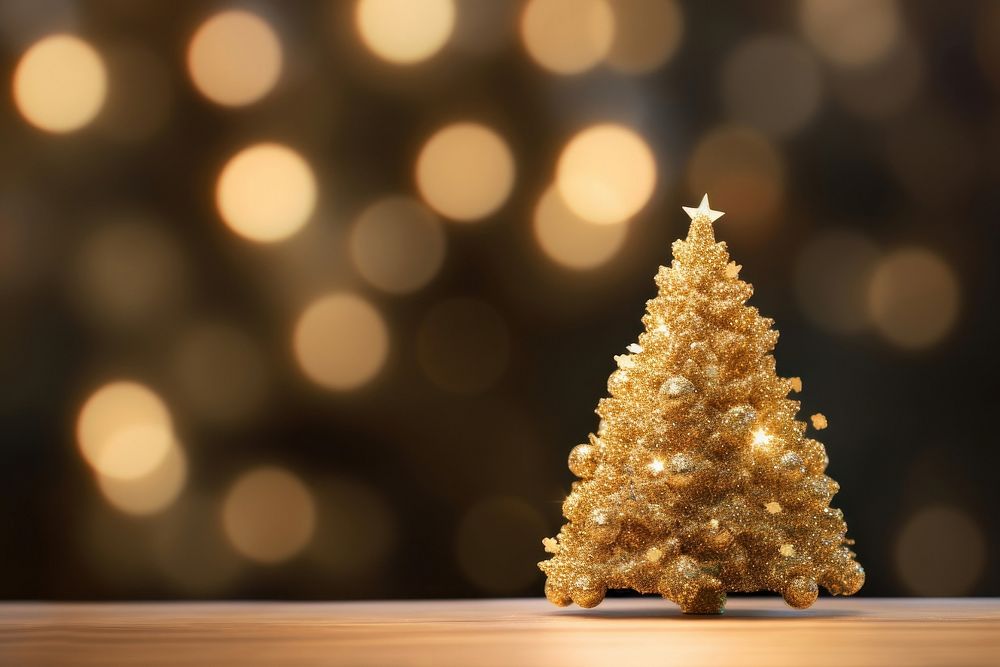 Christmas tree gold christmas tree. AI generated Image by rawpixel.