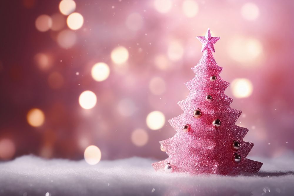 Christmas tree pink christmas tree. AI generated Image by rawpixel.