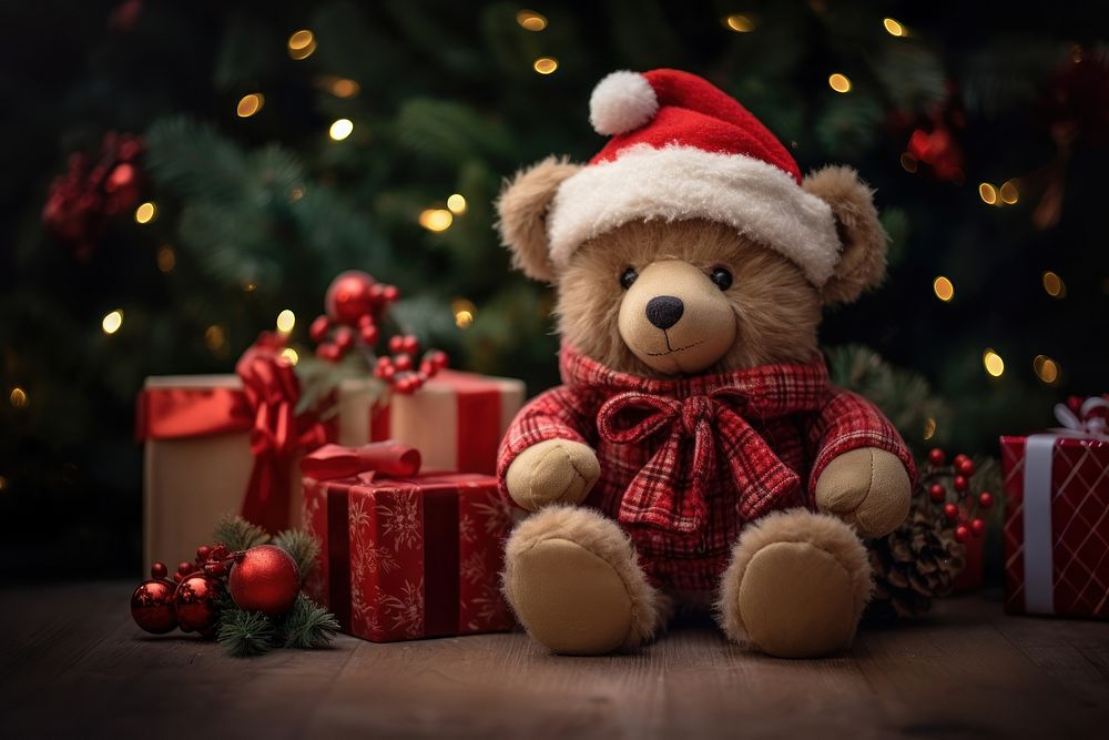 Cute bear doll christmas tree toy. AI generated Image by rawpixel.