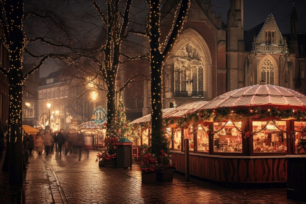 Christmas market night city architecture. | Premium Photo - rawpixel