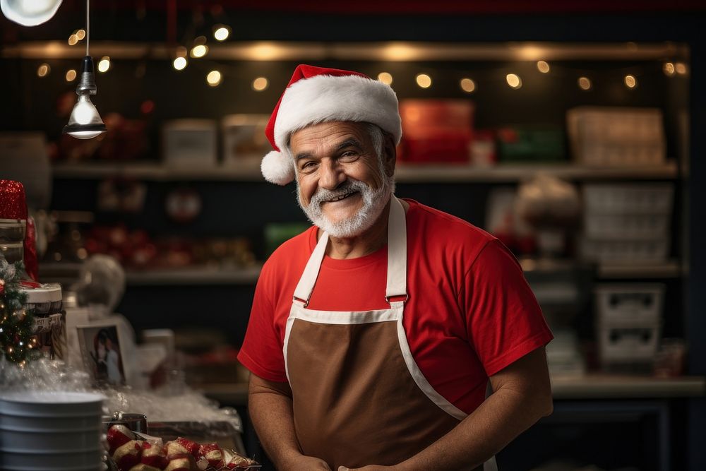 Shopkeeper christmas adult apron. AI generated Image by rawpixel.