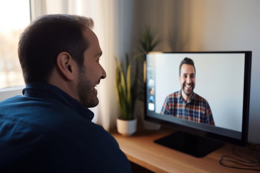 Smiling man television adult electronics. AI generated Image by rawpixel.