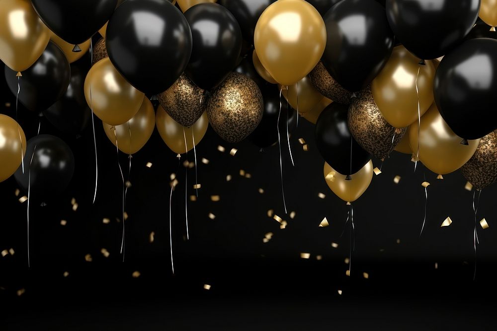 Balloons balloon black gold. AI generated Image by rawpixel.