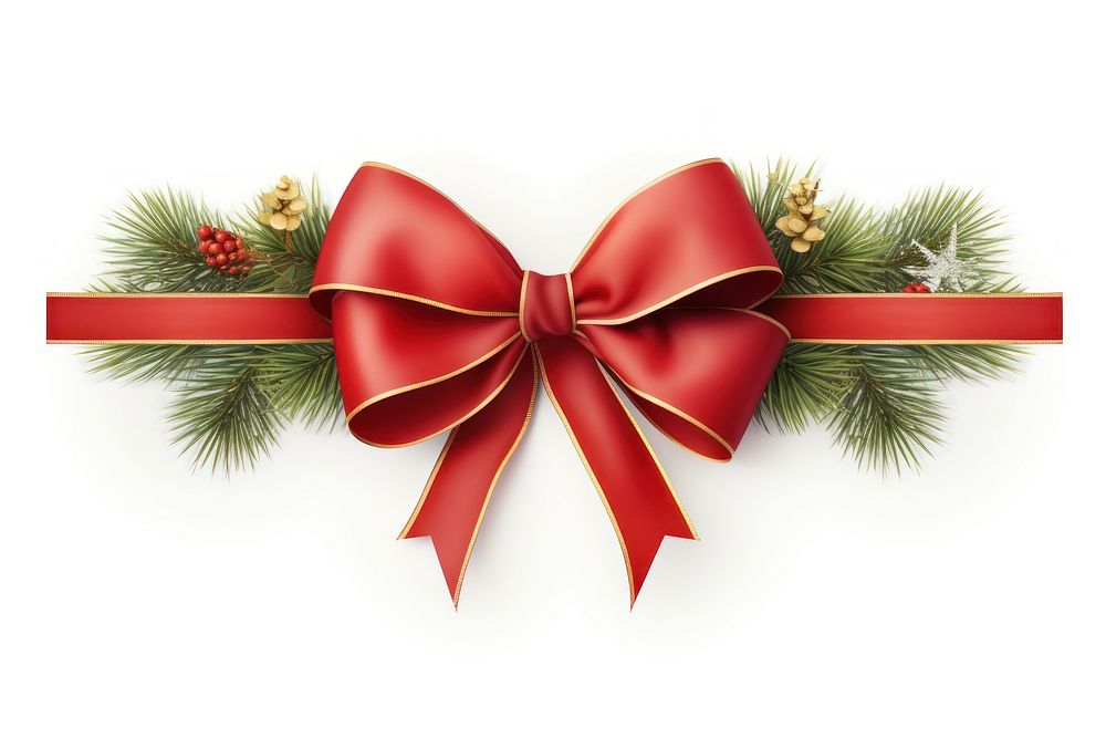 Christmas banner ribbon plant tree white background. AI generated Image by rawpixel.