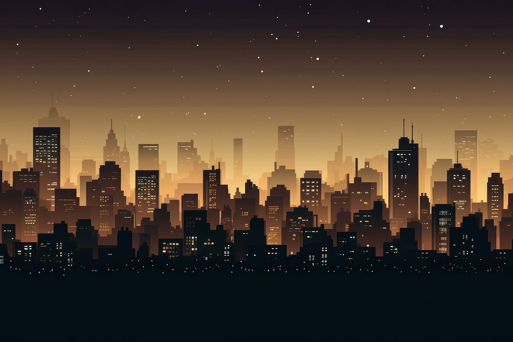 City nightlight landscape architecture metropolis cityscape. AI generated Image by rawpixel.