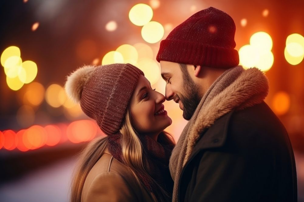 Christmas kissing adult love. AI generated Image by rawpixel.