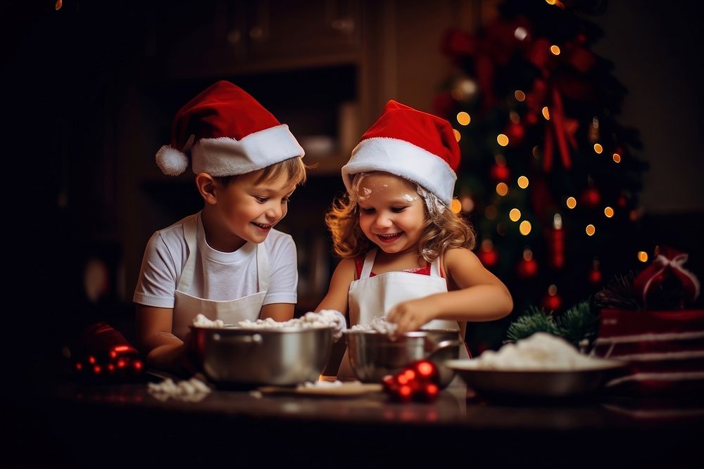 Cute christmas breakfasr child kid togetherness. AI generated Image by rawpixel.