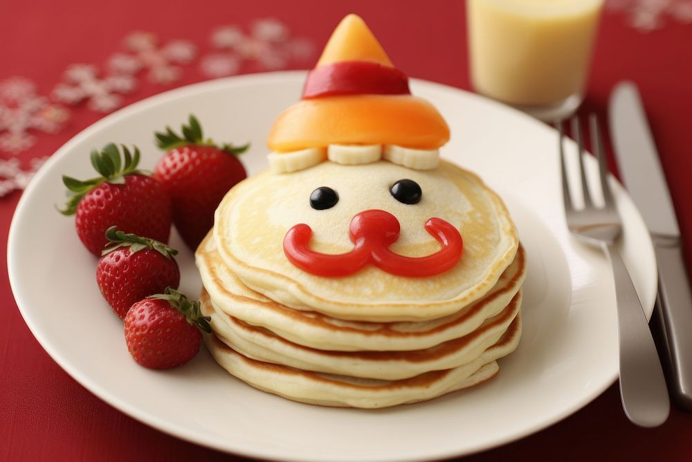 Cute christmas breakfast pancake dessert plate. AI generated Image by rawpixel.