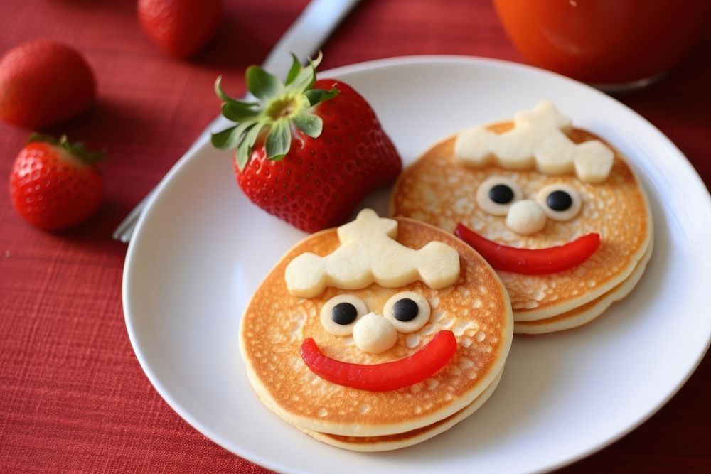 Cute christmas breakfast pancake berry fruit. AI generated Image by rawpixel.