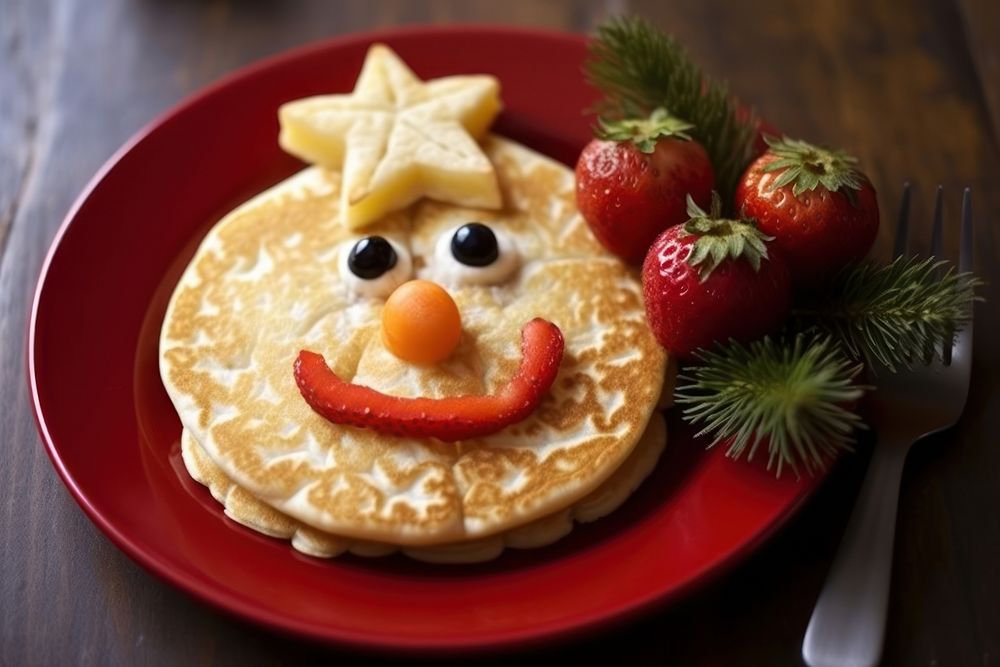 Cute christmas breakfast pancake plate food. AI generated Image by rawpixel.