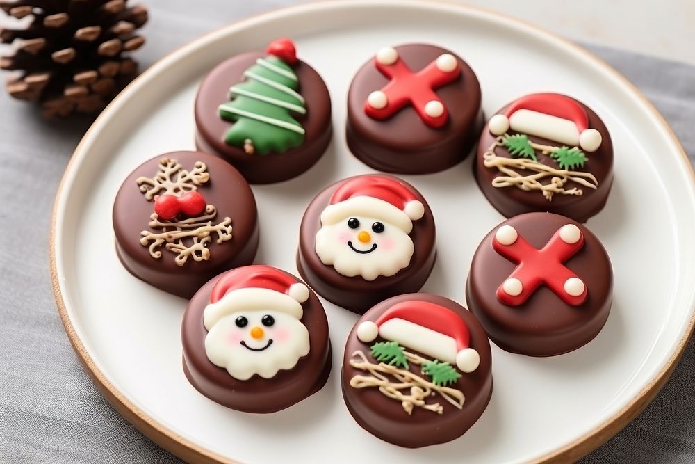 Confectionery chocolate christmas plate. AI generated Image by rawpixel.