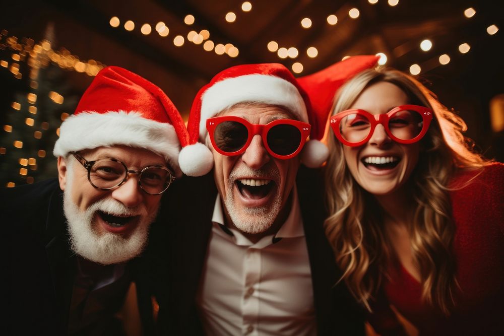 Fun office Christmas party sunglasses christmas laughing. AI generated Image by rawpixel.