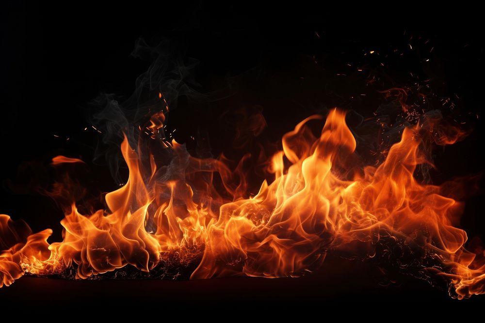 Full fire flames backgrounds bonfire black background. AI generated Image by rawpixel.