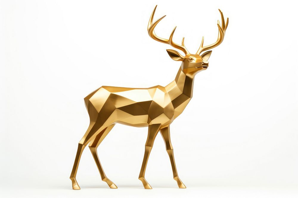 Gold Reindeer wildlife animal mammal. AI generated Image by rawpixel.