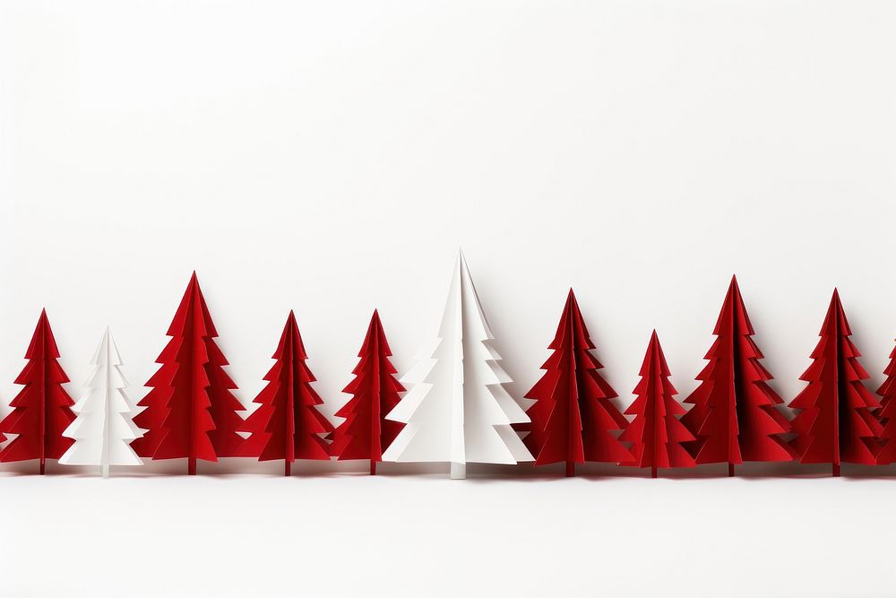 Red paper Christmas trees christmas white white background. AI generated Image by rawpixel.