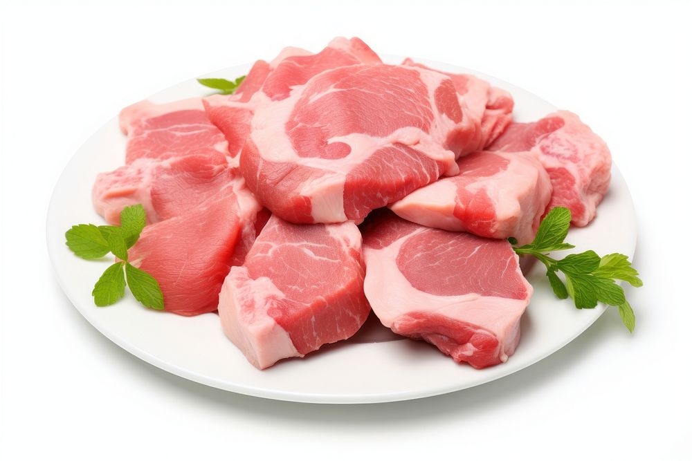 Raw pork pieces meat beef food. AI generated Image by rawpixel.