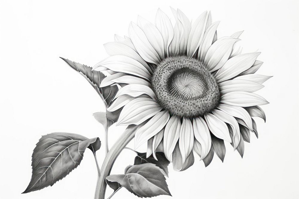  Sunflower drawing sketch plant. AI generated Image by rawpixel.