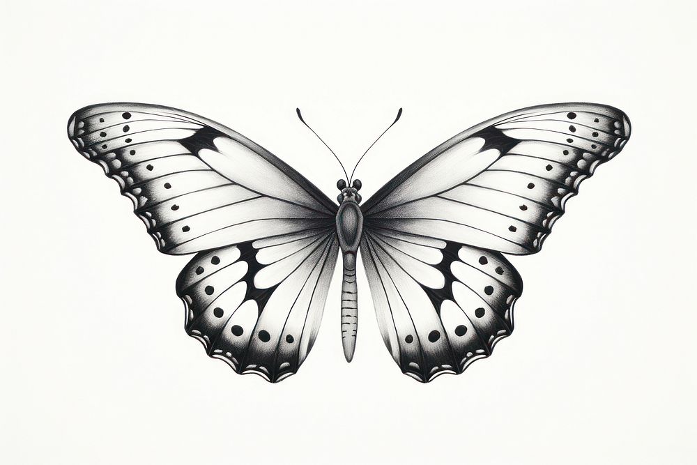  Vintage butterfly drawing sketch animal. AI generated Image by rawpixel.