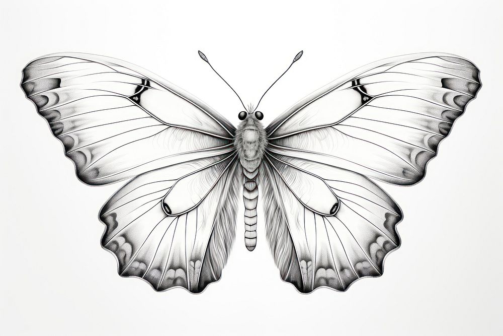  Vintage butterfly drawing sketch animal. AI generated Image by rawpixel.