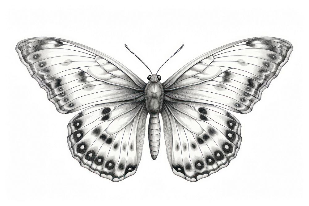  Vintage butterfly drawing sketch insect. AI generated Image by rawpixel.