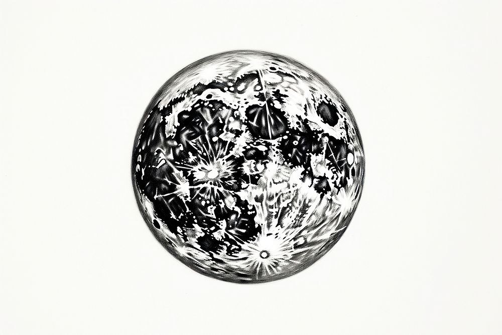  Vintage full moon jewelry drawing sphere. AI generated Image by rawpixel.