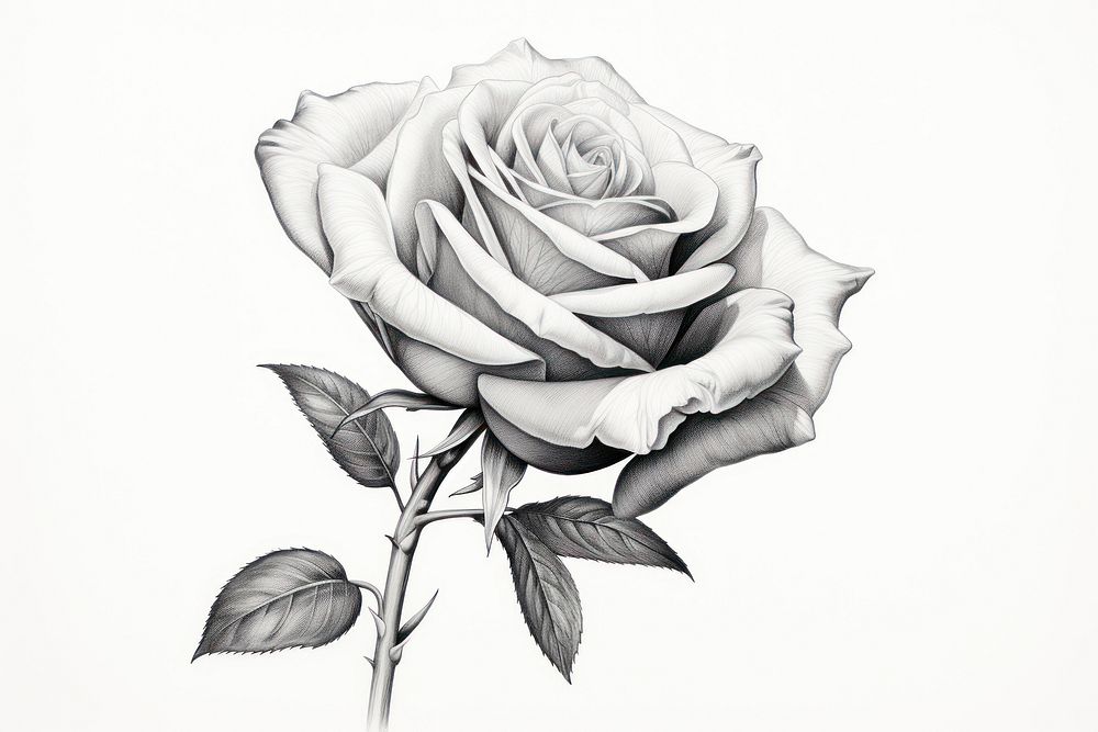  Drawing sketch rose flower. AI generated Image by rawpixel.