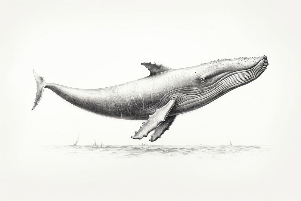  Vintage whale drawing sketch animal. AI generated Image by rawpixel.