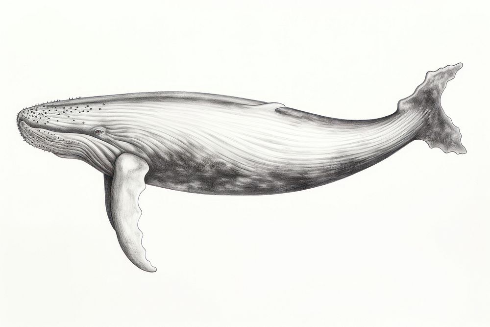  Vintage whale drawing sketch animal. AI generated Image by rawpixel.
