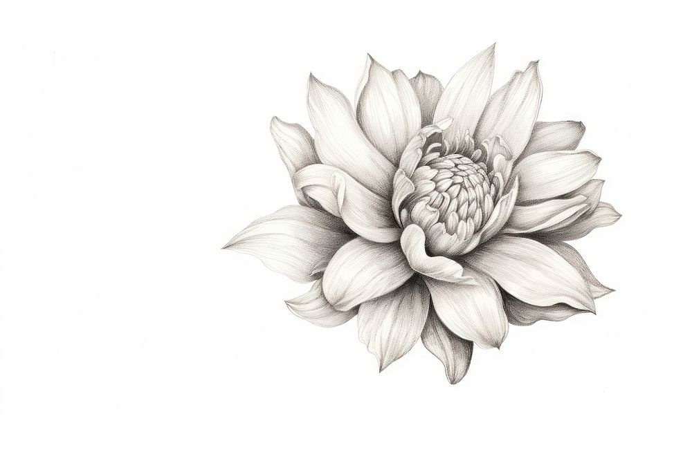  Flower badge drawing sketch dahlia. AI generated Image by rawpixel.