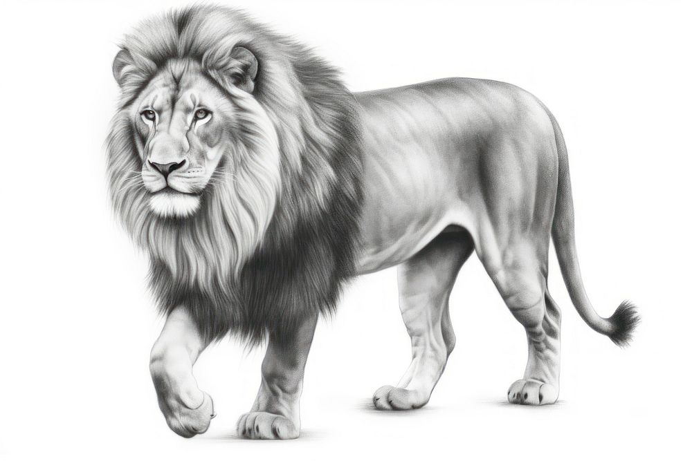  Lion drawing sketch mammal. AI generated Image by rawpixel.