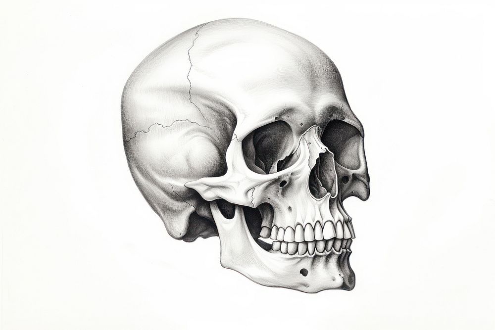 Skull drawing sketch illustrated. AI generated Image by rawpixel.