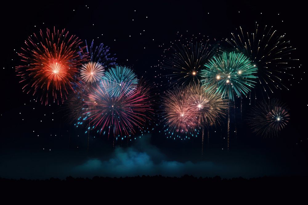 Fireworks night illuminated outdoors. AI generated Image by rawpixel.
