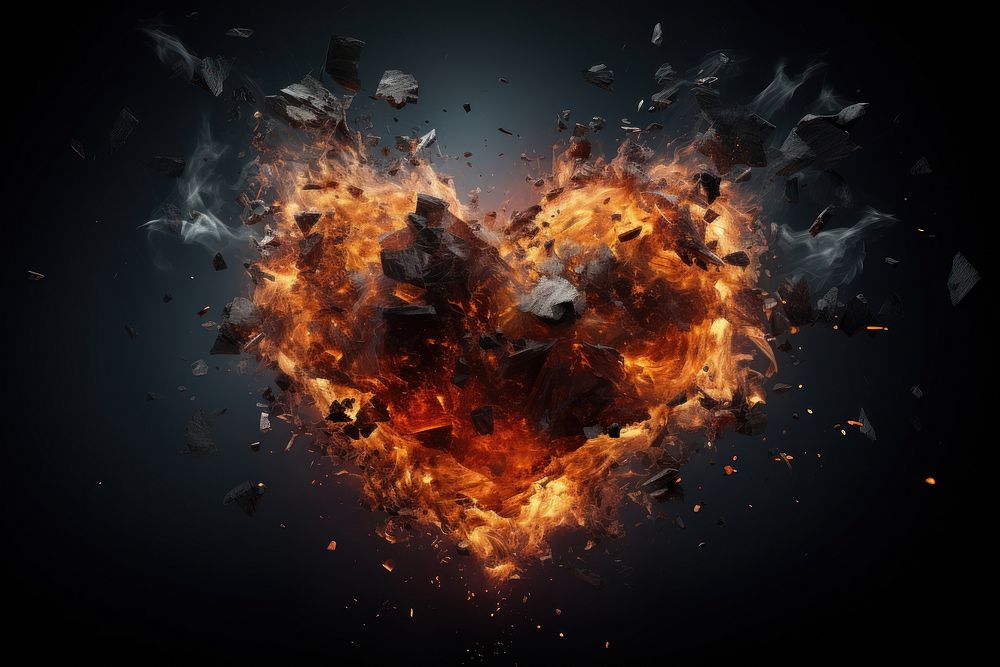 A heartshape dramatic Explosion fire exploding astronomy. AI generated Image by rawpixel.