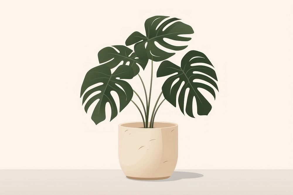 Monstera deliciosa plant vase leaf. AI generated Image by rawpixel.