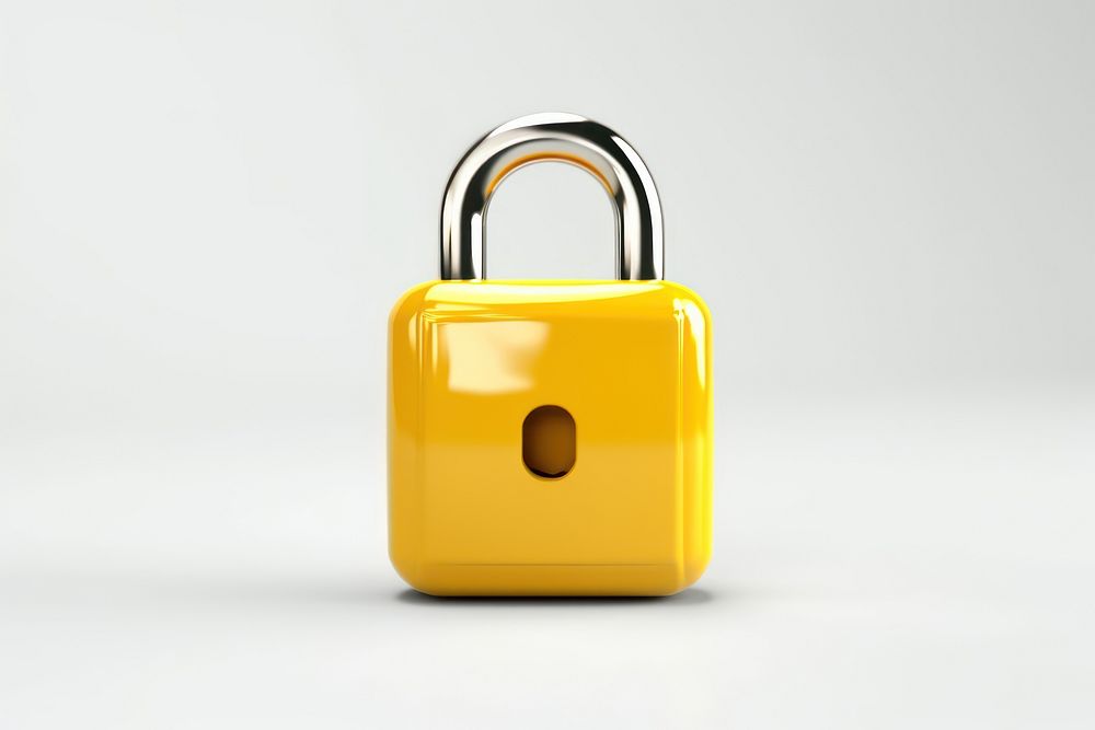 Lock yellow white background protection. AI generated Image by rawpixel.