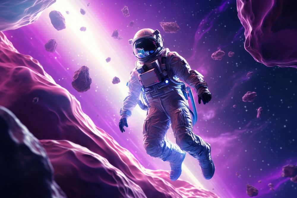 Astronaut purple space universe. AI generated Image by rawpixel.