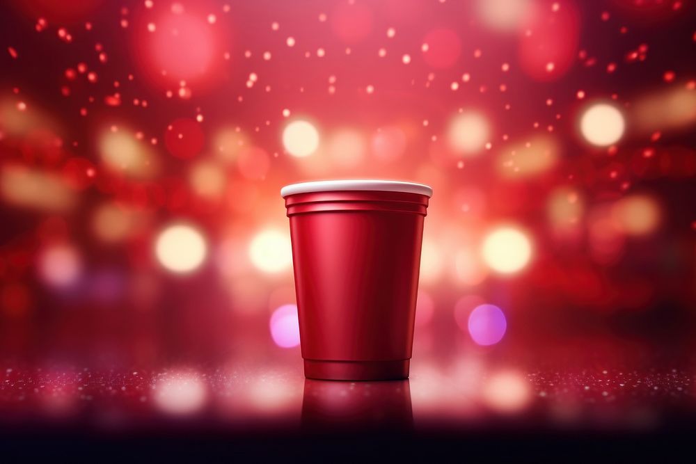 Beer cup lighting red illuminated. AI generated Image by rawpixel.