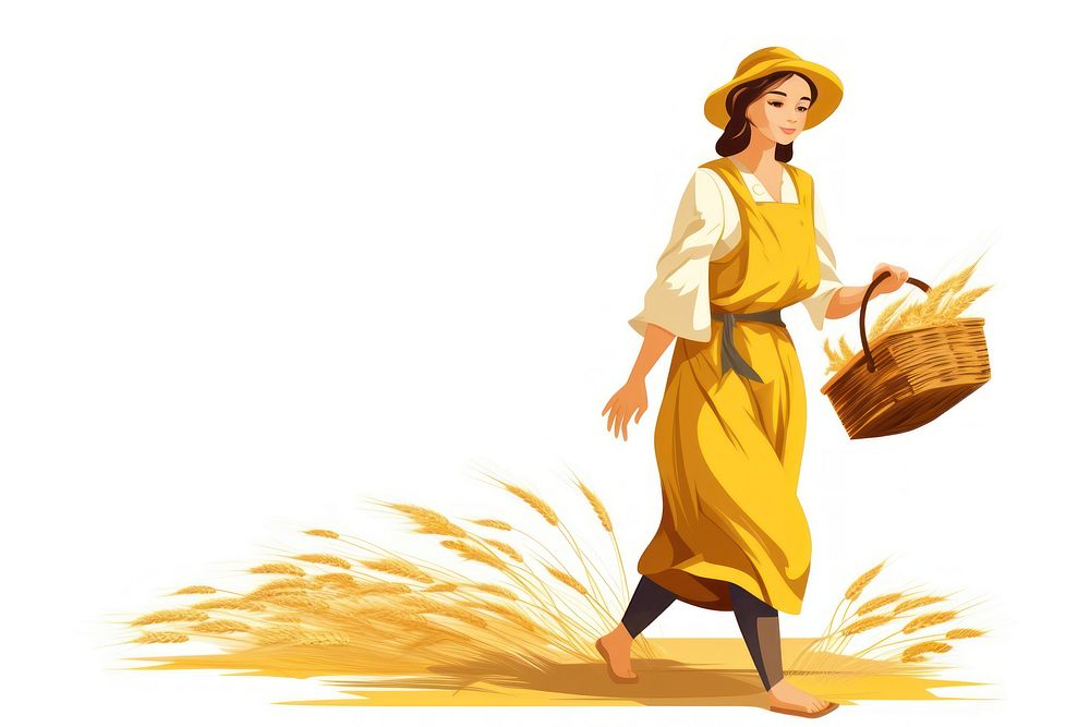 Female farmer carrying walking basket. AI generated Image by rawpixel.