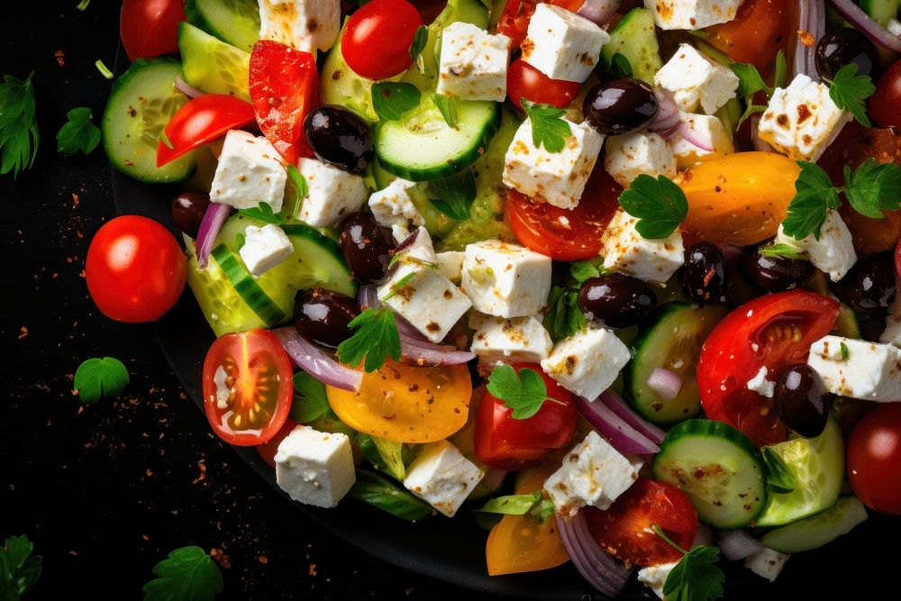 Greek salad food meal mozzarella. AI generated Image by rawpixel.