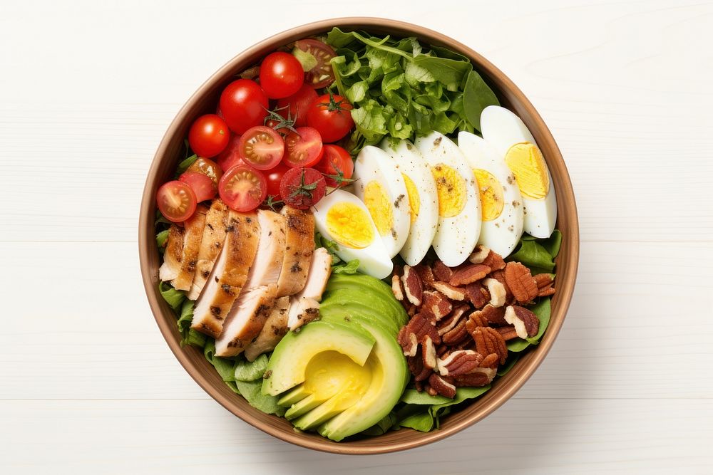 Chicken cobb salad food lunch plate. 