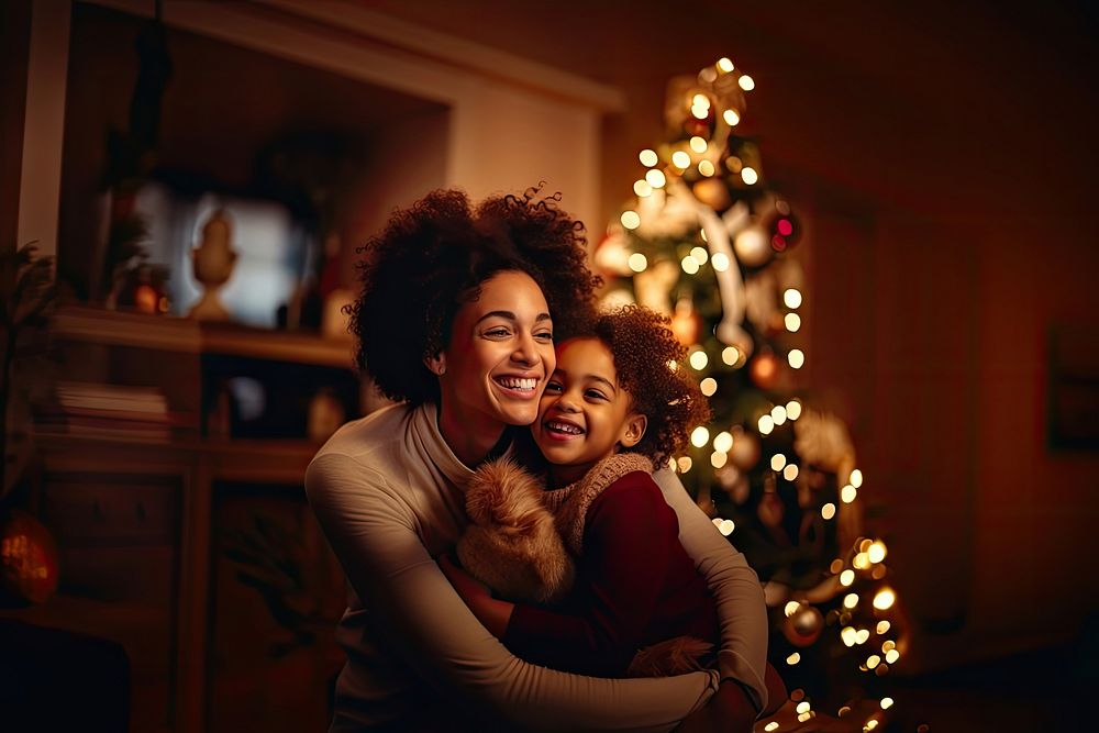 Christmas together christmas laughing portrait. AI generated Image by rawpixel.