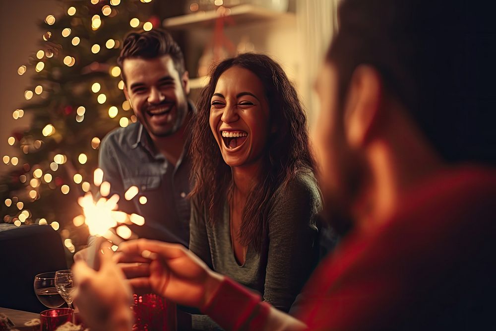 Christmas party christmas cheerful laughing. AI generated Image by rawpixel.