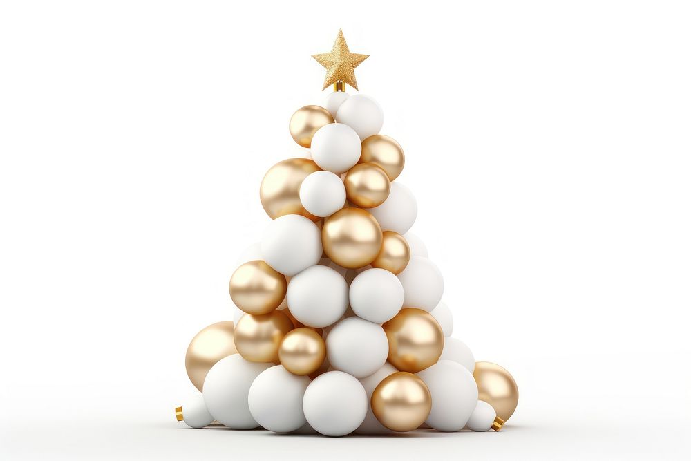 Christmas tree pearl white gold. AI generated Image by rawpixel.