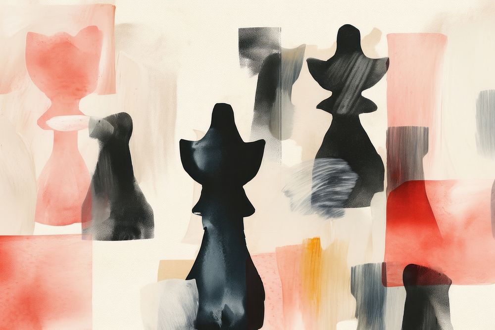 Chess pieces backgrounds painting art. AI generated Image by rawpixel.