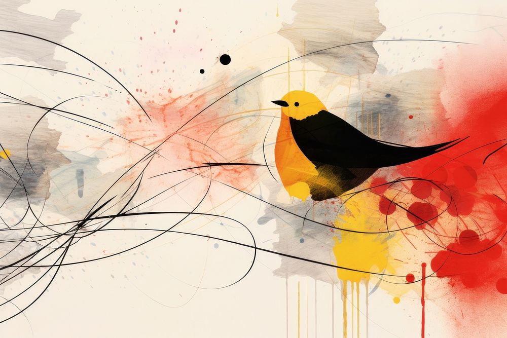 Birds abstract painting animal. AI generated Image by rawpixel.