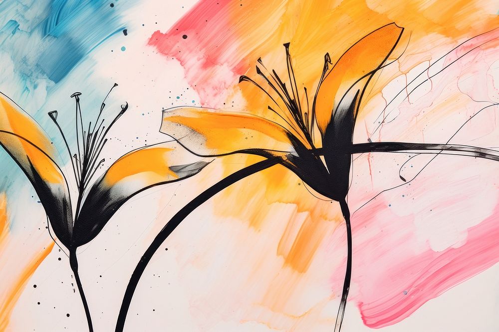 Lily flowers backgrounds abstract painting. AI generated Image by rawpixel.