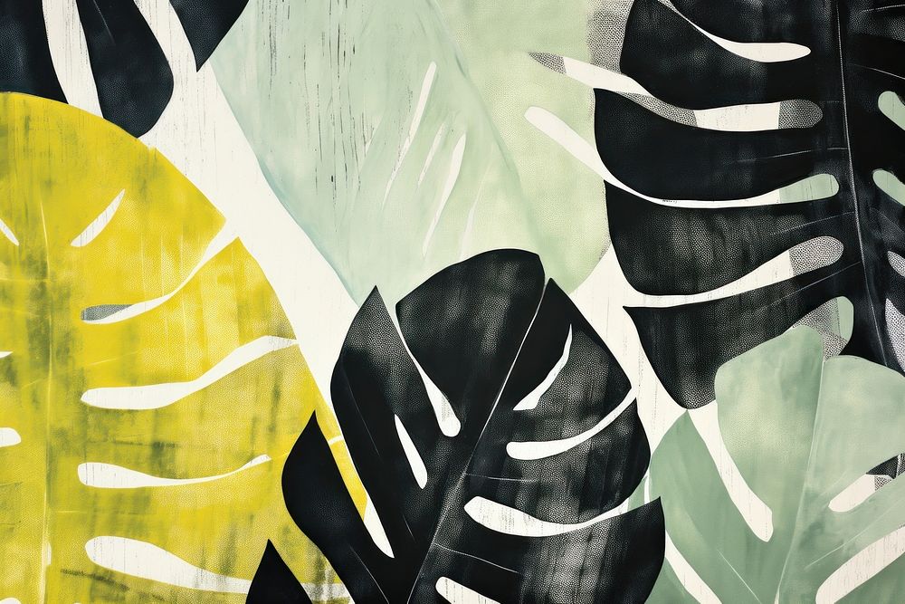 Monstera leaves backgrounds painting plant. AI generated Image by rawpixel.